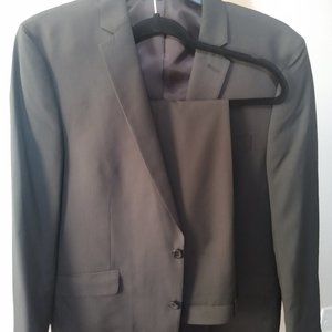 Kenneth Cole Reaction Green and Brown Pinstripe Suit